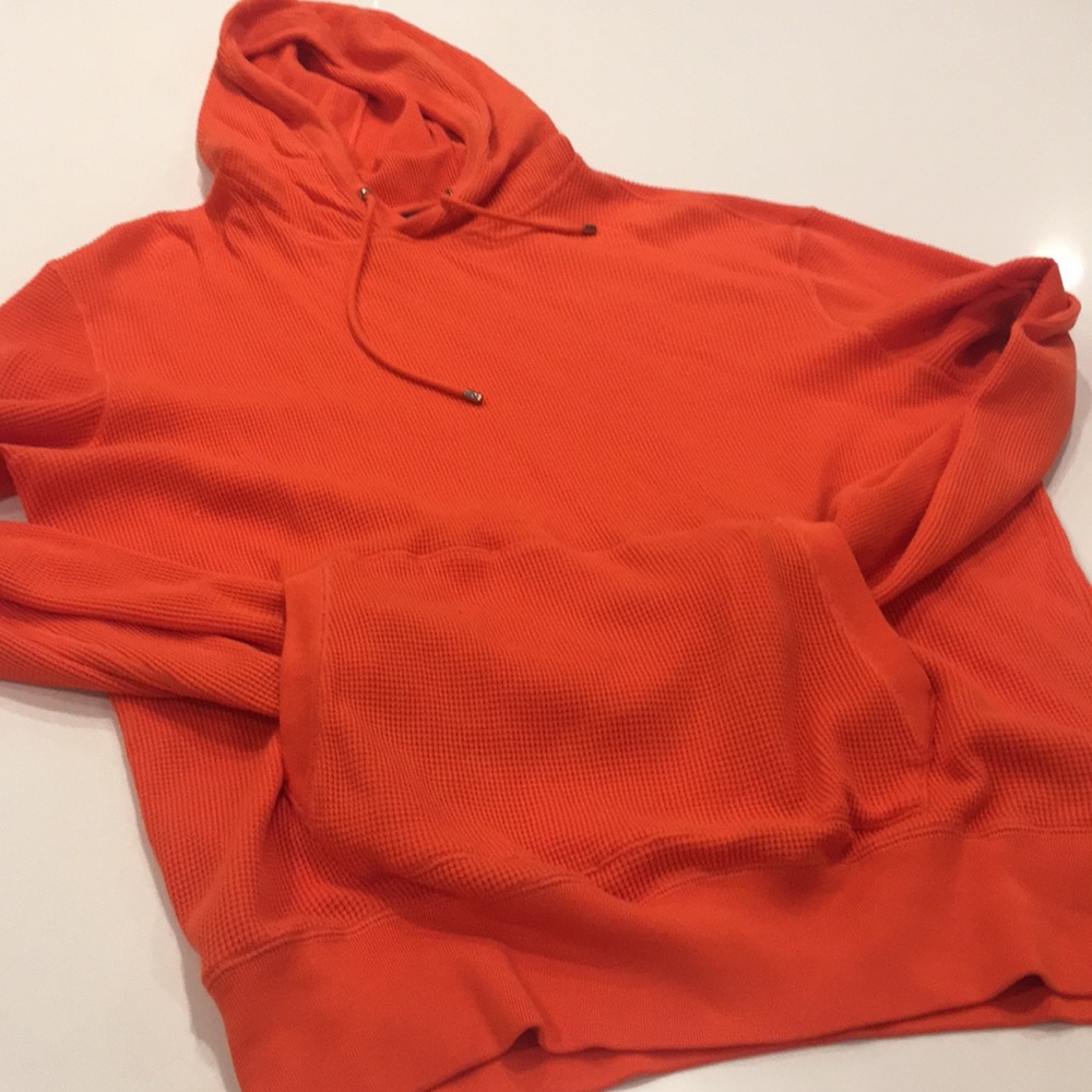 Ralph Lauren ORANGE Waffle Weave Hoodie Menβs Lrg - Picture 6 of 8